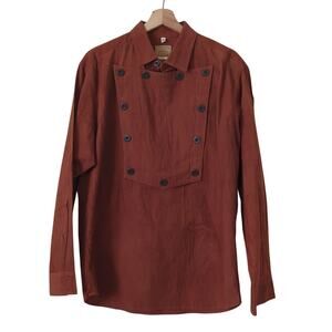Vtg WAH Maker Western Bib Shirt Mens Medium Brown Old West Cowboy Frontier USA
